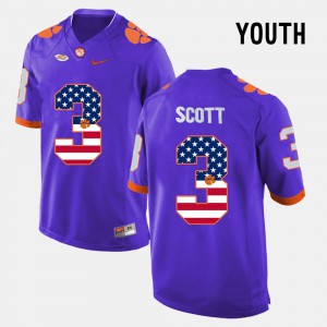 Artavis Scott Clemson Jersey For Kids US Flag Fashion #3 Purple 274450-502