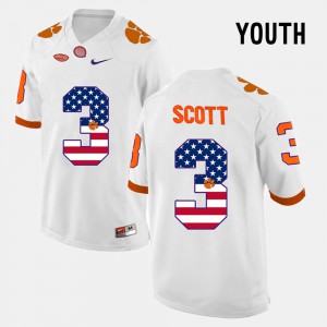 Artavis Scott Clemson Jersey Youth White #3 US Flag Fashion 611769-371
