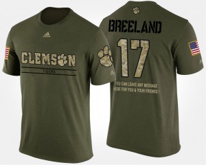 For Men's #17 Bashaud Breeland Clemson T-Shirt Short Sleeve With Message Military Camo 121766-903