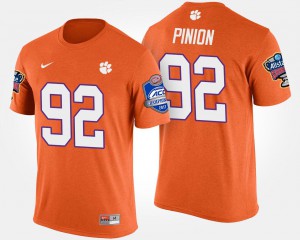 #92 Orange Atlantic Coast Conference Sugar Bowl Bowl Game Bradley Pinion Clemson T-Shirt Men's 898700-669