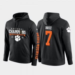 #7 Chase Brice Clemson Hoodie 2018 National Champions Black For Men's College Football Pullover 410464-564