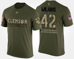 Camo #42 Christian Wilkins Clemson T-Shirt Short Sleeve With Message Mens Military 175383-403