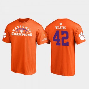 Orange Christian Wilkins Clemson T-Shirt Mens Pylon College Football Playoff 2018 National Champions #42 722330-394