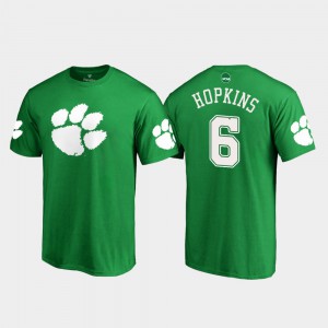 DeAndre Hopkins Clemson T-Shirt For Men #6 White Logo St. Patrick's Day Kelly Green 573919-226