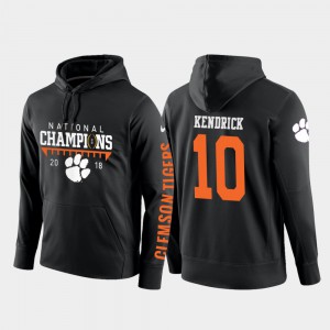 #10 College Football Pullover Derion Kendrick Clemson Hoodie 2018 National Champions Black For Men's 400716-200
