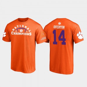 #14 Diondre Overton Clemson T-Shirt 2018 National Champions Orange For Men's Pylon College Football Playoff 796962-895