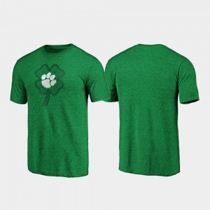Mens St. Patrick's Day Clemson T-Shirt Green Celtic Charm Tri-Blend 651170-964