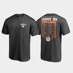 Clemson T-Shirt Hard Count Schedule College Football Playoff Heather Gray 2018 National Champions Mens 457301-805