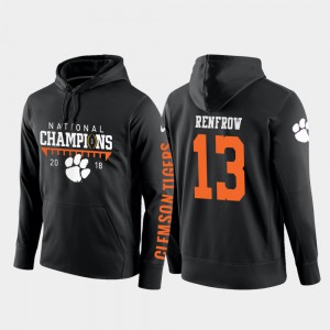 2018 National Champions #13 Mens Hunter Renfrow Clemson Hoodie Black College Football Pullover 607089-908