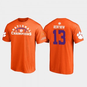 Mens #13 Pylon College Football Playoff 2018 National Champions Hunter Renfrow Clemson T-Shirt Orange 508731-846
