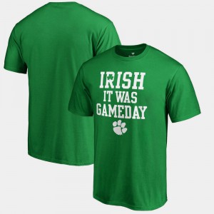 Kelly Green Clemson T-Shirt Men St. Patrick's Day Irish It Was Gameday 400492-476