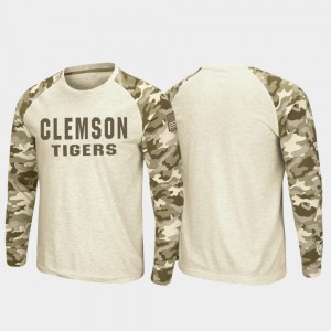 Clemson T-Shirt OHT Military Appreciation Raglan Long Sleeve Desert Camo Mens Oatmeal 641408-559