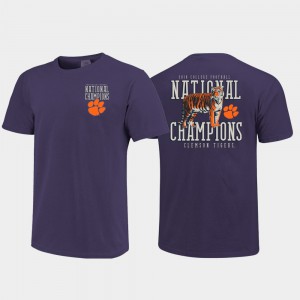 2018 National Champions Mascot Comfort Colors College Football Playoff Purple Mens Clemson T-Shirt 277995-326