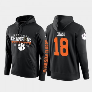 #18 T.J. Chase Clemson Hoodie Black 2018 National Champions College Football Pullover For Men 421312-820