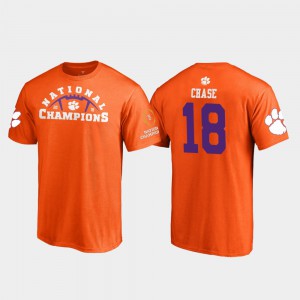 T.J. Chase Clemson T-Shirt Orange #18 Men's 2018 National Champions Pylon College Football Playoff 816966-477