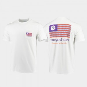 Americana Flag For Men's Clemson T-Shirt Vineyard Vines White 917906-547