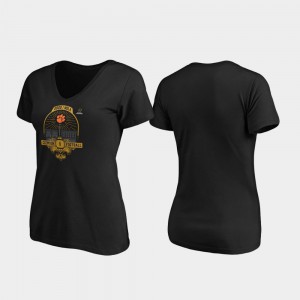 Black Women's Clemson T-Shirt French Quarter V-Neck 2020 National Championship Bound 406206-688