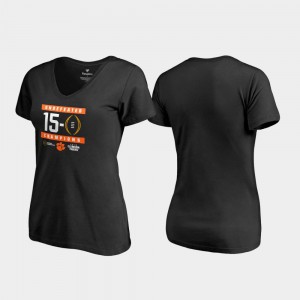 For Women's 2018 National Champions Undefeated V-Neck College Football Playoff Clemson T-Shirt Black 675878-844