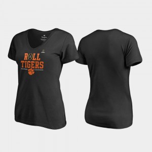 Roll Tigers V-Neck Clemson T-Shirt Black 2018 National Champions For Women 280864-499