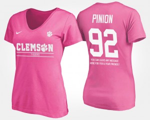 Bradley Pinion Clemson T-Shirt With Message Pink For Women #92 734510-918