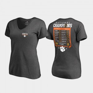 Charcoal 2018 National Champions Ladies Clemson T-Shirt Hardcount Schedule College Football Playoff 817304-598