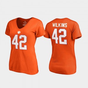 V-Neck Name & Number For Women Orange College Legends #42 Christian Wilkins Clemson T-Shirt 796448-723