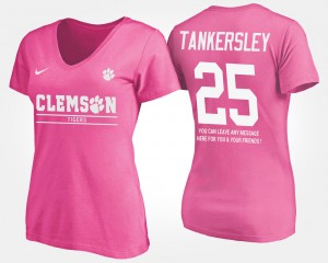 #25 Cordrea Tankersley Clemson T-Shirt With Message Pink For Women 177552-317