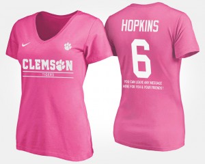 DeAndre Hopkins Clemson T-Shirt #6 Pink Women With Message 682919-234
