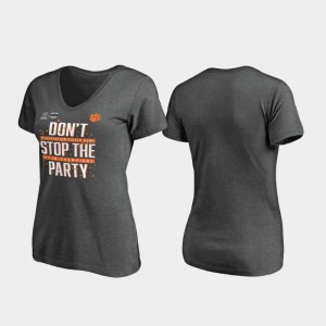 2019 Fiesta Bowl Champions Women's Clemson T-Shirt Receiver V-Neck Heather Gray 419555-195