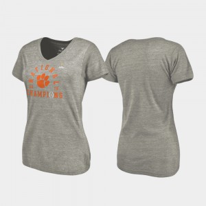 Lateral V-Neck College Football Playoff 2018 National Champions Women's Clemson T-Shirt Heather Gray 473397-710