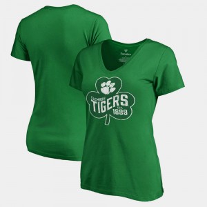 Clemson T-Shirt St. Patrick's Day Paddy's Pride Fanatics Kelly Green For Women's 350588-471