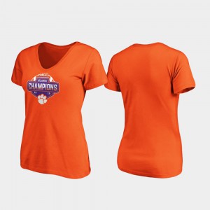 ACC Atlantic V-Neck Clemson T-Shirt Womens 2019 Football Division Champions Orange 799932-147