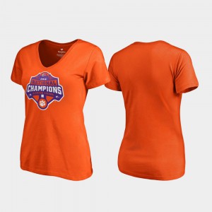 Clemson T-Shirt Orange 2018 National Champions Womens Gridiron V-Neck College Football Playoff 886608-511