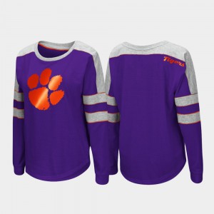Ladies Long Sleeve Trey Dolman Clemson T-Shirt Purple 881045-457