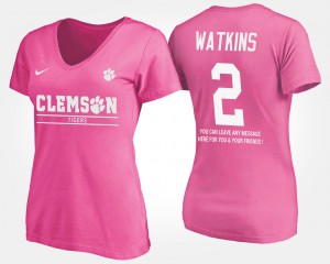 With Message Pink Womens #2 Sammy Watkins Clemson T-Shirt 574656-741