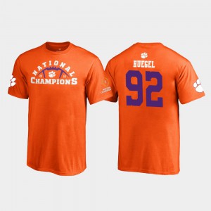 2018 National Champions Greg Huegel Clemson T-Shirt #92 Kids Pylon Orange 356340-950