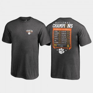 2018 National Champions Clemson T-Shirt Youth(Kids) Hardcount Schedule College Football Playoff Heather Gray 507869-625